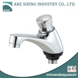 Push-on brass basin faucet, chrome plated 281-007