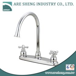 Chrome brass kitchen faucet with two cross handle #01-016