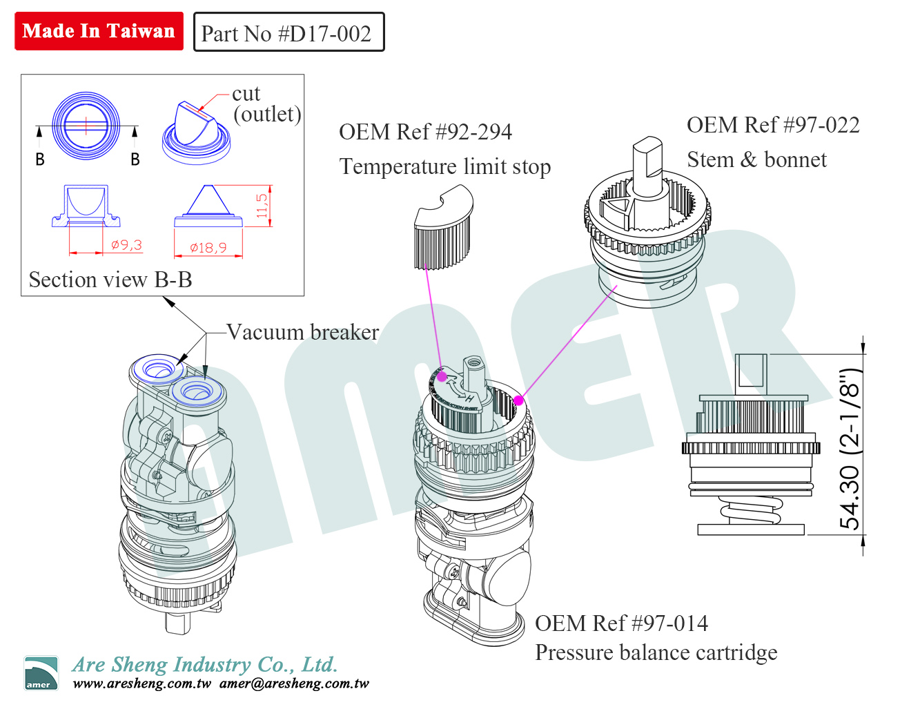 Gerber cartridge 97-014 dimension drawing