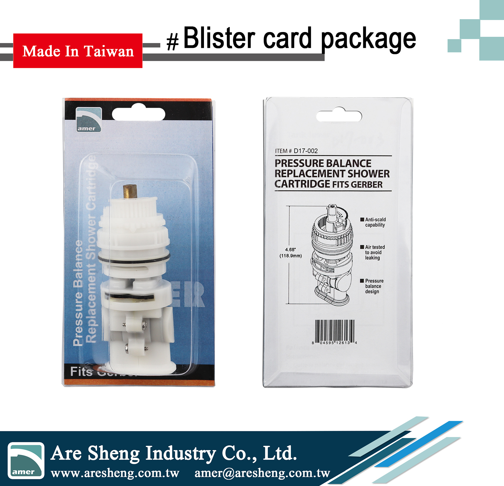 Gerber shower pressure balance cartridge - blister card