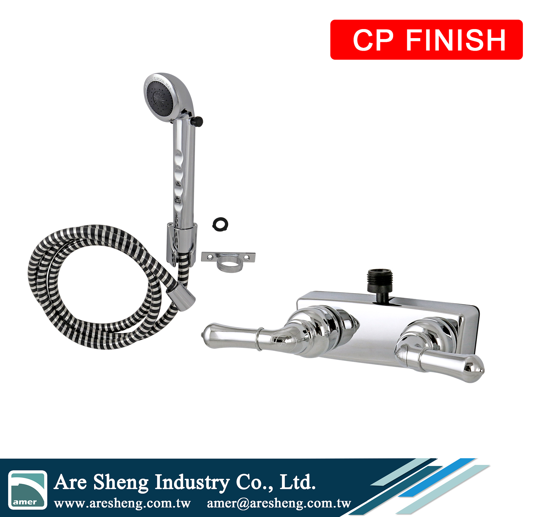 thumbnail image 2 of Shower Head With Hose BEIYI Chrome - 4 Inch Metal Camper Shower Set With Handheld Sprayer For RVs & Motorhomes Rv Shower Faucet 2 of 9