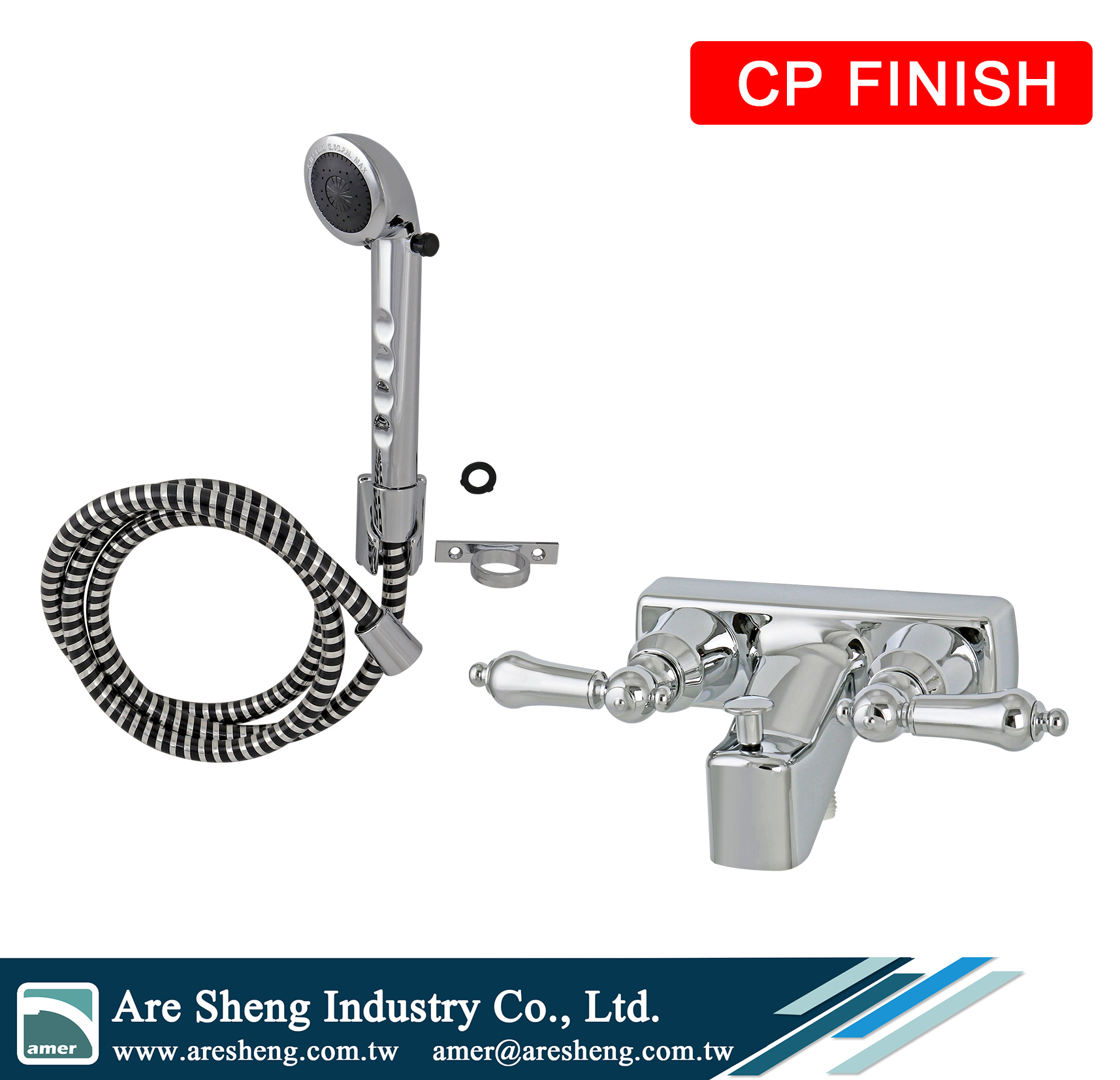 R02-007A RV motorhome tub shower diverter shower valve faucet with handheld shower kit chrome