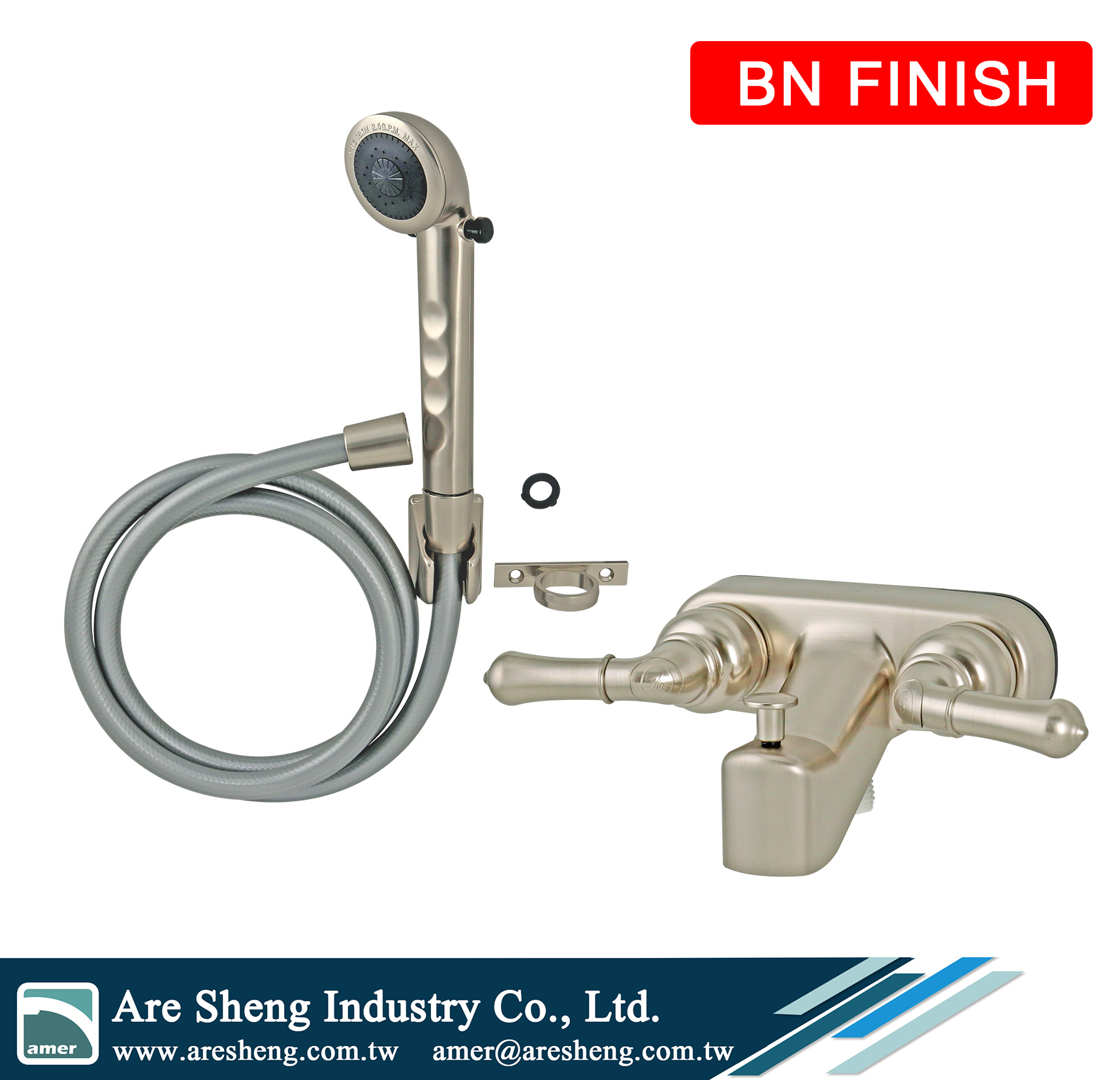 R02-008A plastic tub and shower wall mounted tub and shower diverter faucet with handheld shower replacement brush nickel