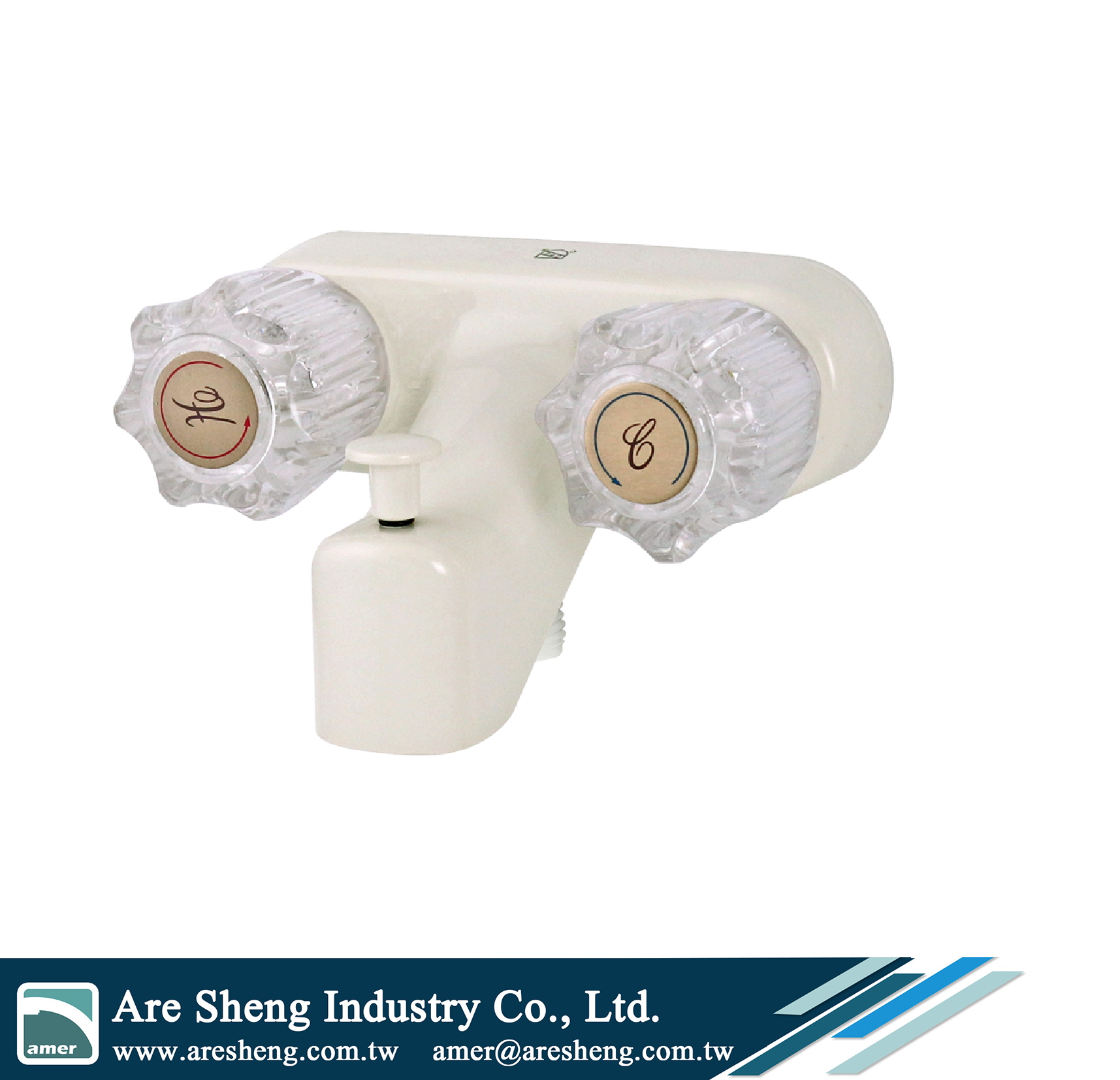 R02-009A RV 2 knob handles tub shower diverter vacuum breaker white handheld shower kit