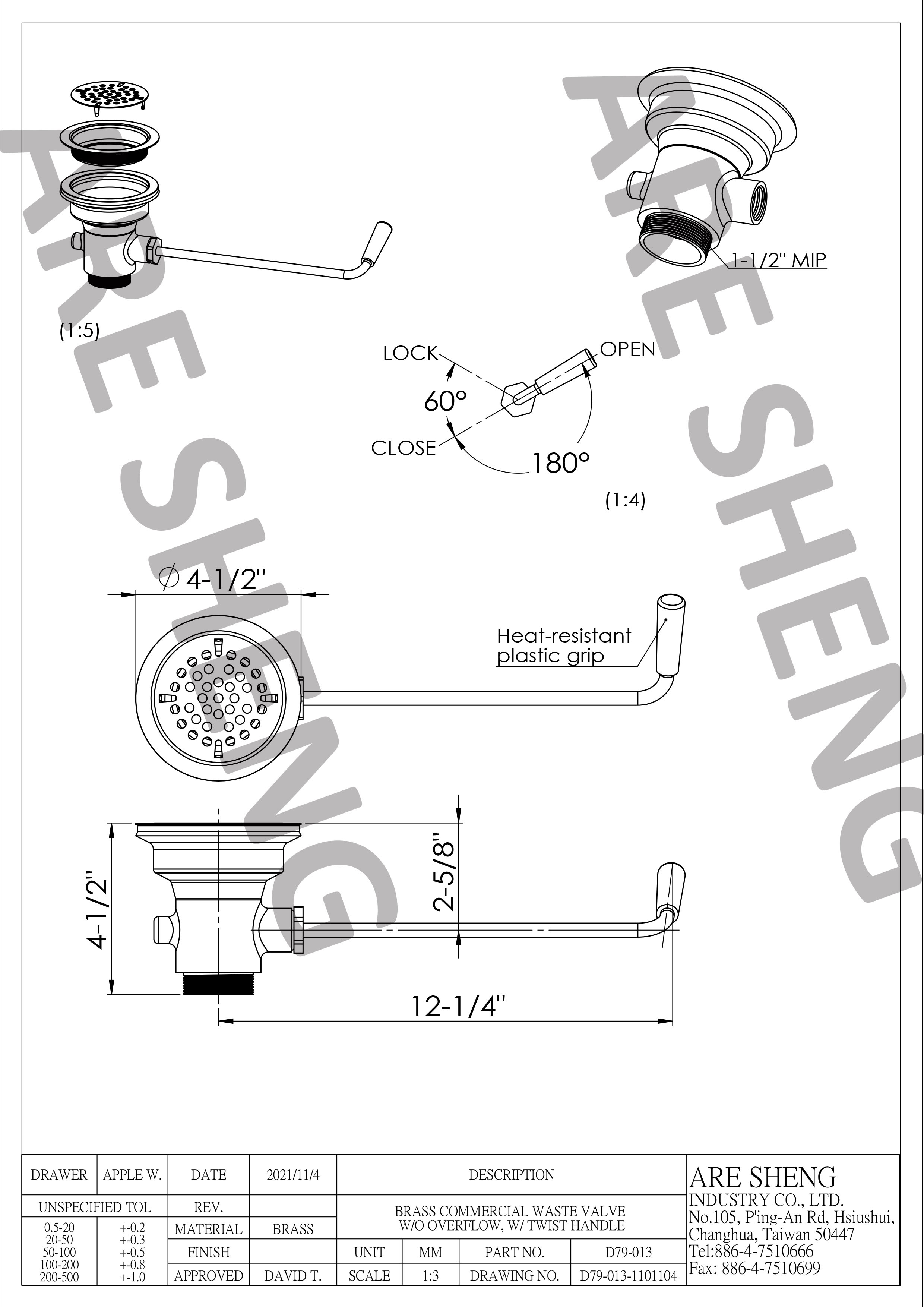 commercial waste valve drawing