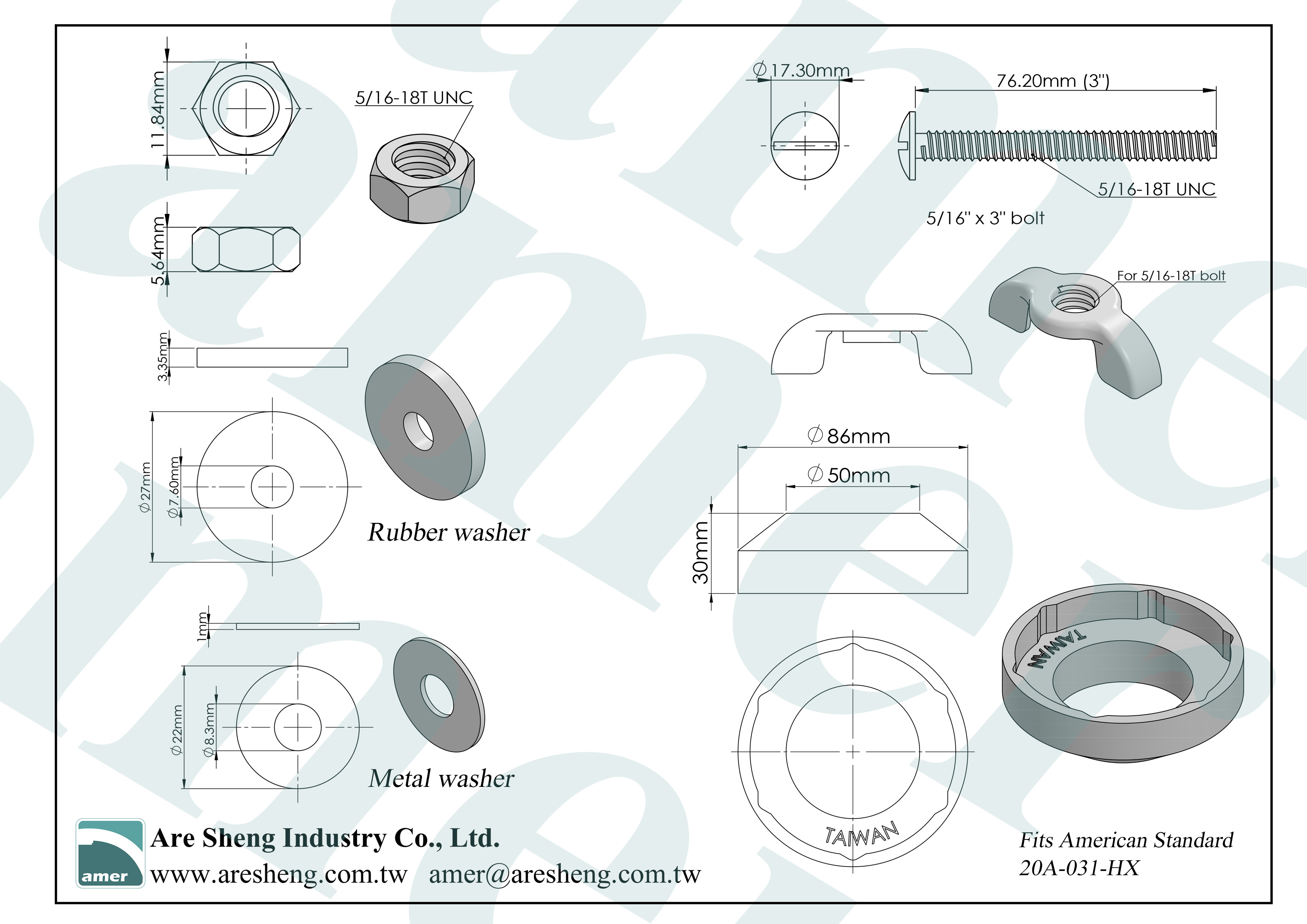 toilet tank bolt kits dimension drawing