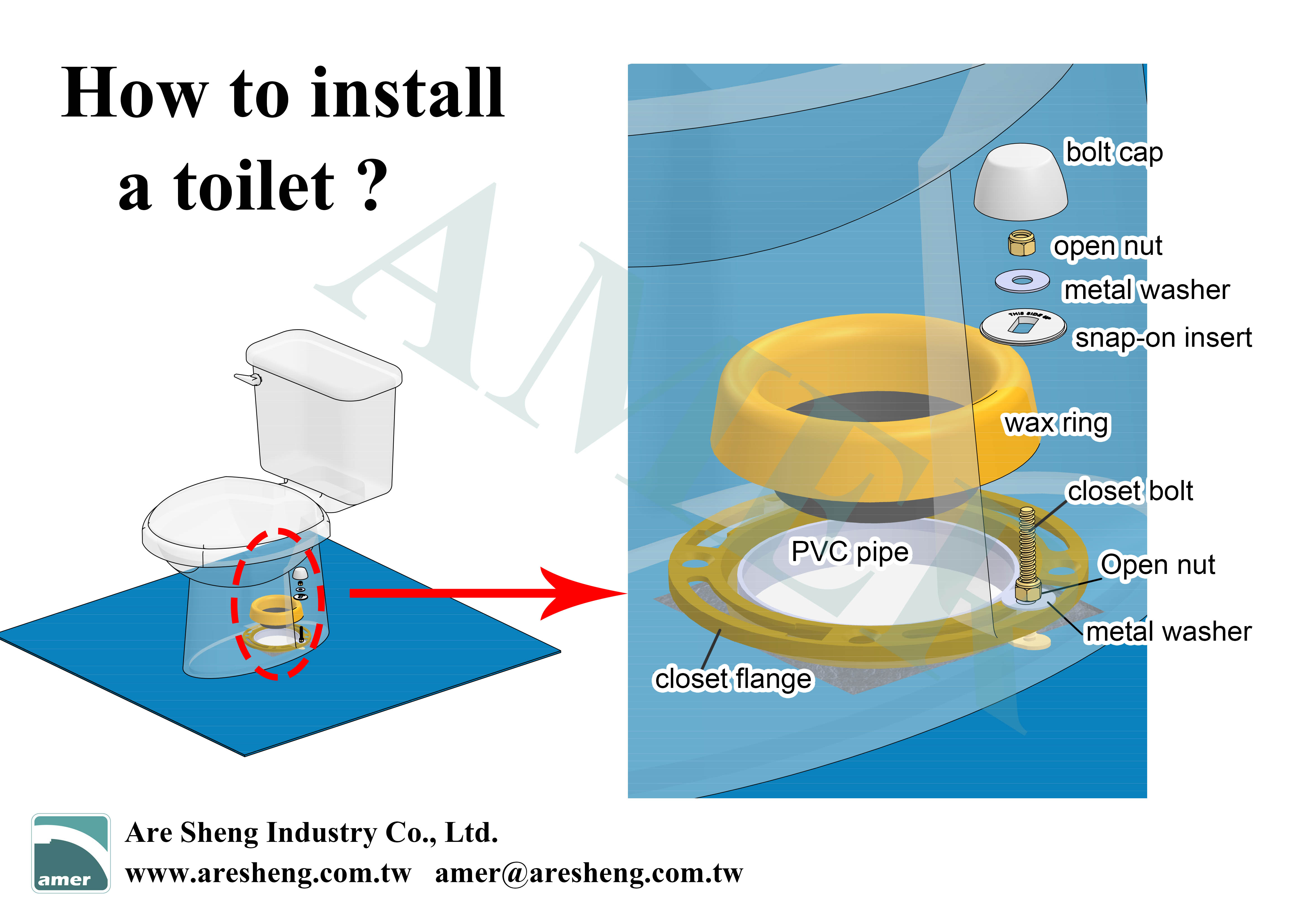 how to install toilet bolts