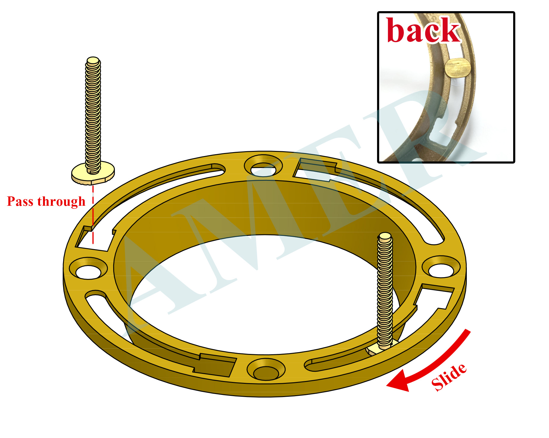 toilet flange with closet bolt