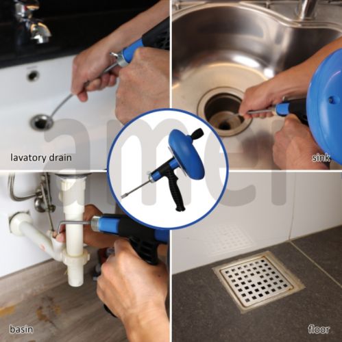 Manual grip handle drum auger clogged cleaner tool