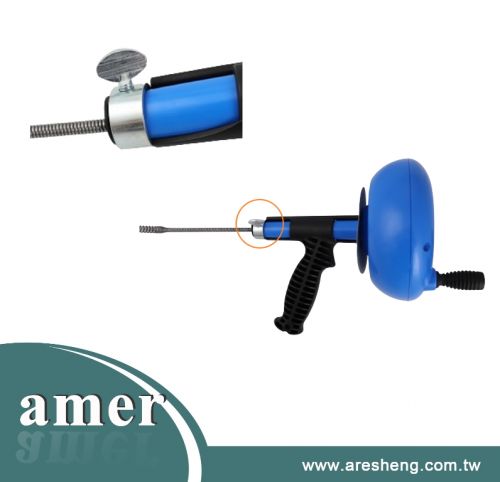 Manual grip handle drum auger clogged cleaner tool