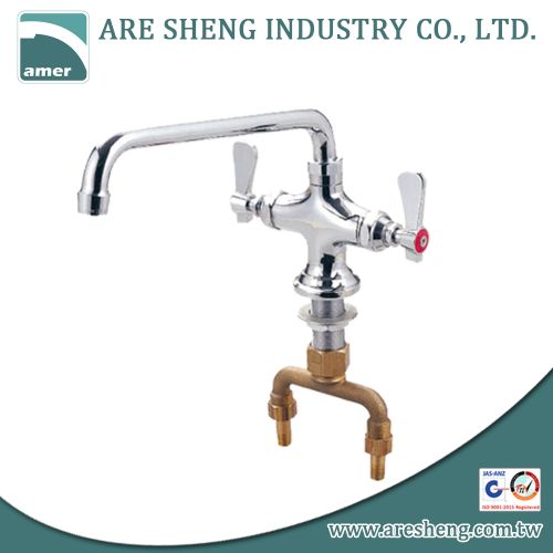 4 inch brass double pantry faucet, heavy duty type, chrome plated 081-08