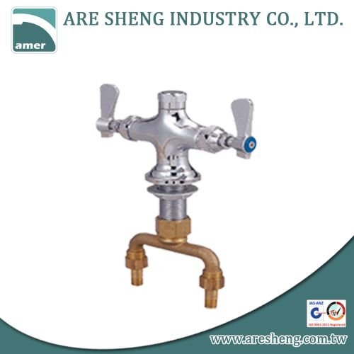 4 inch brass double pantry faucet, heavy duty type, chrome plated 081-08