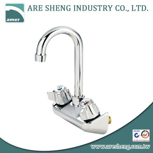 4 inch brass backsplash wall mount faucet, chrome plated 082-04