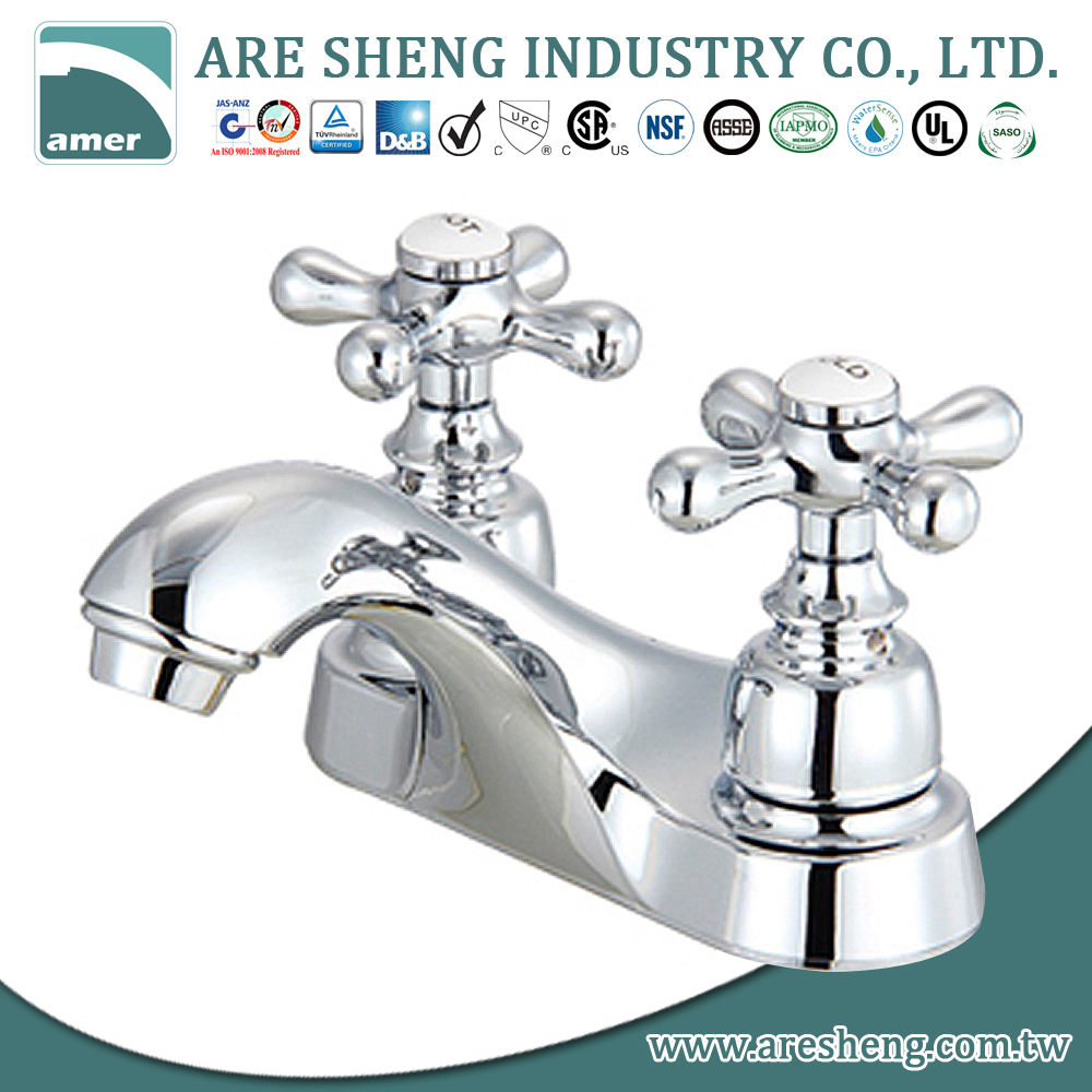 4 Brass Lavatory Faucet In Chrome Finish Cross Handle Without