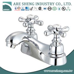 4” brass lavatory faucet with cross handle in chrome finish 02A-018