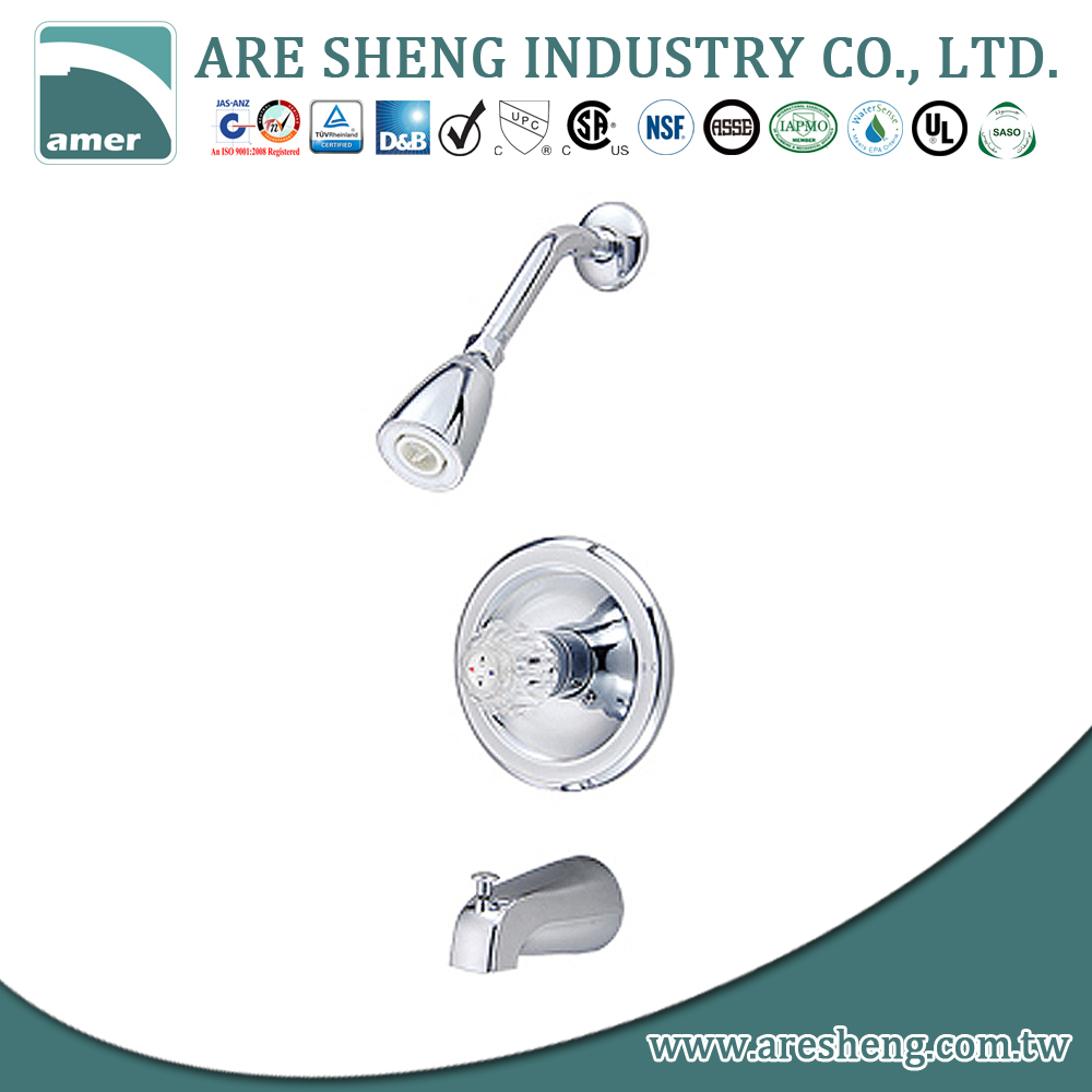 One Handle Tub Shower Faucet Acrylic Handle With Zinc Spout