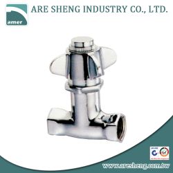 Self-closing brass shower valve, with metal cross handle 281-002