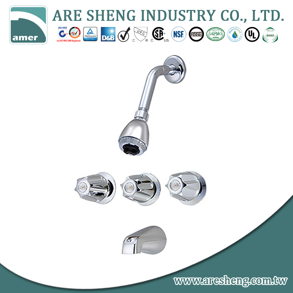 Tub Shower Faucet With Three Metal Handles For Price Pfister