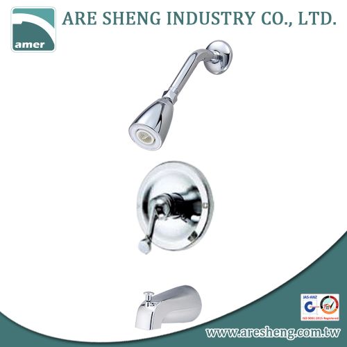Tub & shower set with single metal handle and plastic shower head D09-001