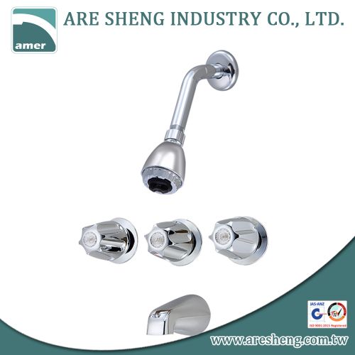 3 handles tub & shower faucet with spout and shower head D09-003
