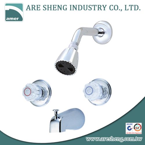 Two acrylic handles tub & shower set, with zinc diverter spout D10-003