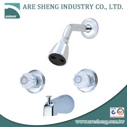 Two acrylic handles tub & shower set, with zinc diverter spout D10-003