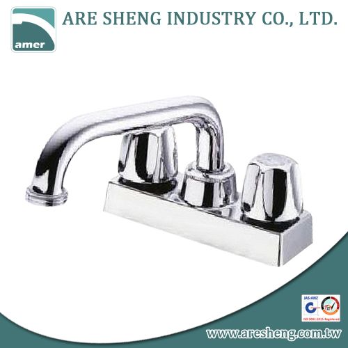 4” brass laundry faucet with tubular spout and dual handles 03-010