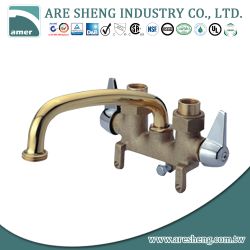 Brass laundry tray tap with metal handle and 8 inch tubular spout 04A-023