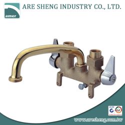Brass laundry tray tap with metal handle and 8 inch tubular spout 04A-023