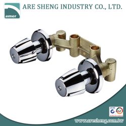 Brass washing machine faucet, two handles with flange D03-002