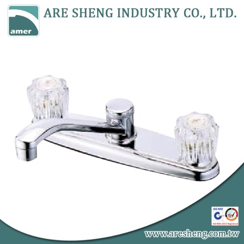 Kitchen taps brass material two acrylic handle washerless #06-004
