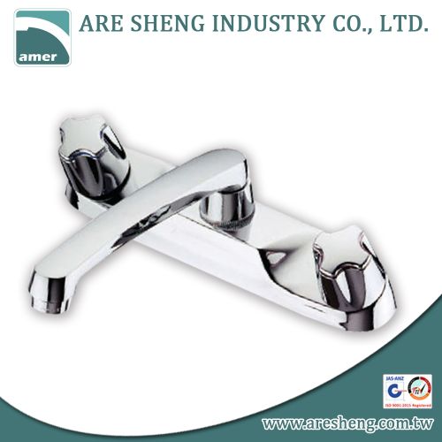 Kitchen sink tap with pp metal handle and sand costing spout #06A-017