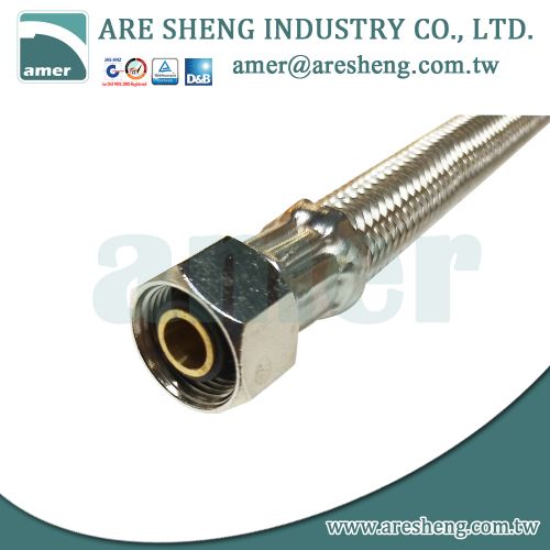 M10 x 3/8 COMP stainless steel braided faucet connector | Taiwan Are Sheng