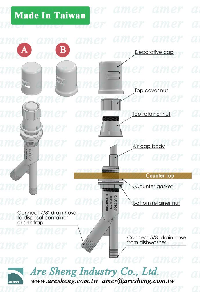 Dishwasher Air Gap 26 011hp Made In Taiwan Are Sheng