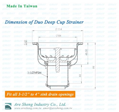4-1/2 inch Duo deep cup sink strainer