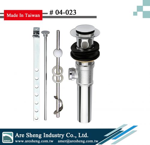 Bathroom sink pop-up drain with faucet lift rod assemblies