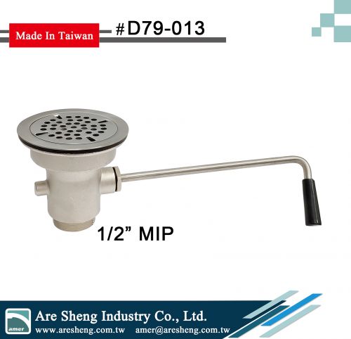 Brass waste valve with grid strainer- twist handle