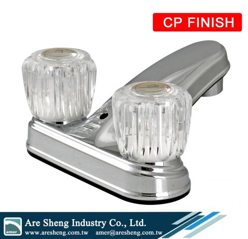 2 handle 4 in centerset bathroom plastic acrylic faucet, 2 hole deck mount lavatory plastic acrylic faucet without pop up, 4 in crystal RV mobile home lavatory faucet, 2 acrylic handle 4 in lavatory faucet pop up, non metallic low arc 2 hole rv mobile hom