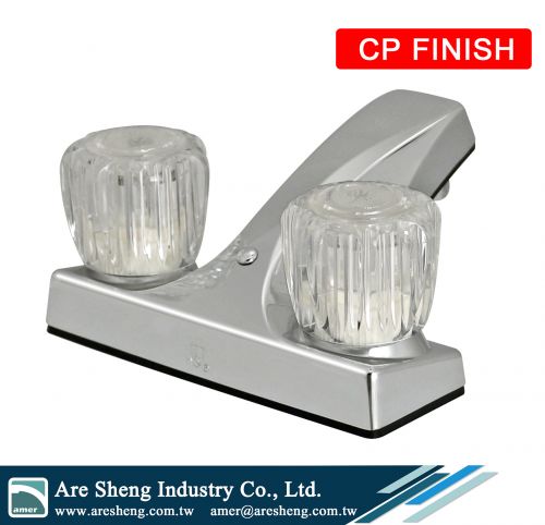 2 handle 4 in centerset bathroom plastic acrylic faucet, 2 hole deck mount lavatory plastic acrylic faucet without pop up, 4 in crystal RV mobile home lavatory faucet, 2 acrylic handle 4 in lavatory faucet pop up, non metallic low arc 2 hole rv mobile hom