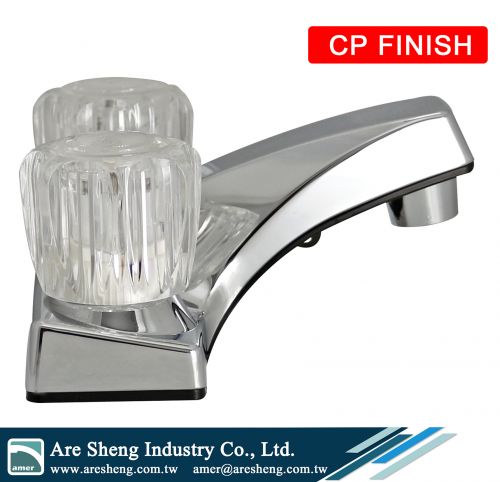 2 handle 4 in centerset bathroom plastic acrylic faucet, 2 hole deck mount lavatory plastic acrylic faucet without pop up, 4 in crystal RV mobile home lavatory faucet, 2 acrylic handle 4 in lavatory faucet pop up, non metallic low arc 2 hole rv mobile hom