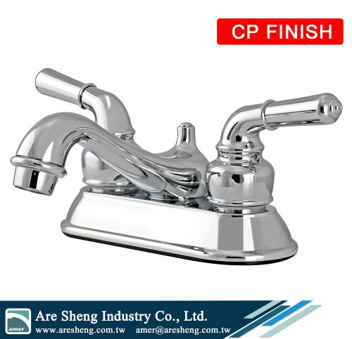 2 lever handle 4 in centerset bathroom plastic faucet, 2 hole deck mount lavatory plastic lever handle faucet without pop up, 4 in lever handle RV mobile home lavatory faucet, 2 lever handle 4 in lavatory faucet pop up, non metallic low arc 2 hole rv mobi