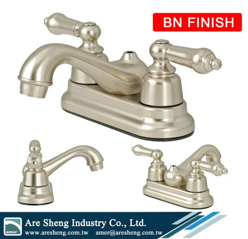 2 lever handle 4 in centerset bathroom plastic faucet, 2 hole deck mount lavatory plastic lever handle faucet without pop up, 4 in lever handle RV mobile home lavatory faucet, 2 lever handle 4 in lavatory faucet pop up, non metallic low arc 2 hole RV mobi