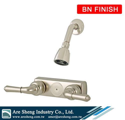 1 spray RV mobile home 2 handles plastic shower valve with head shower, 4 in RV Mobile Home Shower Valve and Head shower, 2 teapot handles chrome RV shower valve with head shower, plastic RV 4 inch shower valve with head shower brush nickel, satin brush 4