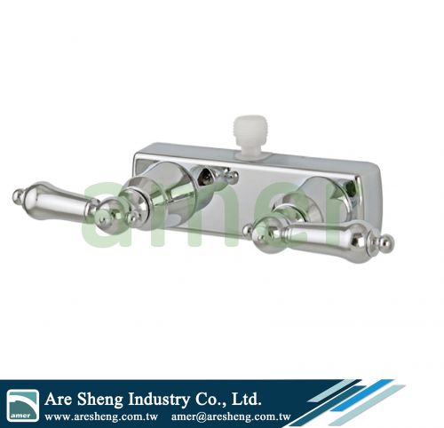 4 in RV mobile travel home 2 lever handles plastic tub and shower valve with handheld shower kit, RV Mobile Home 4 in centerset 2 lever handles shower Valve with handheld shower set chrome, 2 teapot RV shower valve with handheld shower kit, mobile travel