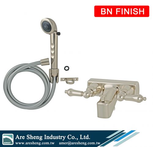 4 in RV mobile travel home 2 lever handles plastic tub and shower diverter valve faucet with handheld shower kit, non-metallic RV Mobile Home 4 in centerset 2 lever handles diverter shower Valve with handheld shower set chrome, 2 lever handles RV shower d