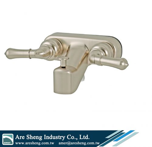 4 in RV 2 lever handles plastic tub and shower diverter faucet with handheld shower kit chrome, RV 4 in centerset 2 lever handles tub shower diverter faucet with handheld shower replacement brush nickel, double handle RV diverter shower valve faucet with