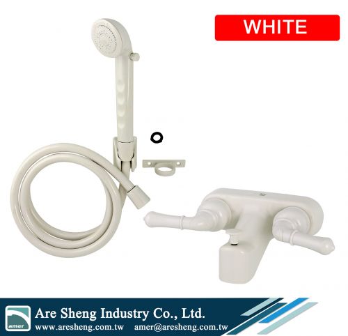 4 in RV 2 lever handles plastic tub and shower diverter faucet with handheld shower kit chrome, RV 4 in centerset 2 lever handles tub shower diverter faucet with handheld shower replacement brush nickel, double handle RV diverter shower valve faucet with