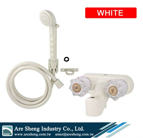 4 in RV 2 acrylic handles plastic tub and shower vacuum breaker diverter faucet with handheld shower kit chrome, RV 4 in centerset 2 AC handles tub shower diverter vacuum breaker faucet with handheld shower replacement brush nickel, 2 handles RV 4 in vacu